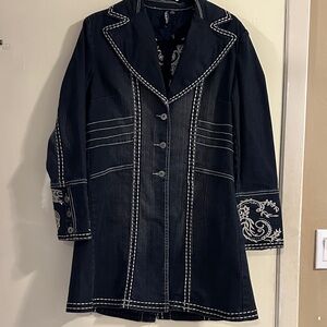 Stylish Black Embroidered Jean Jacket